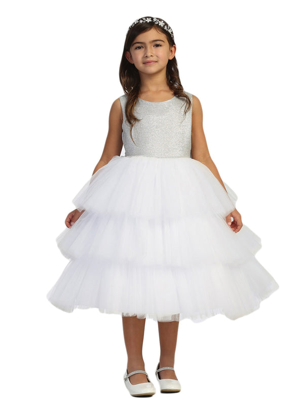 Girls Multi Color Metallic Glitter Layered Tulle  Junior Bridesmaid 2-12 - SophiasStyle.com